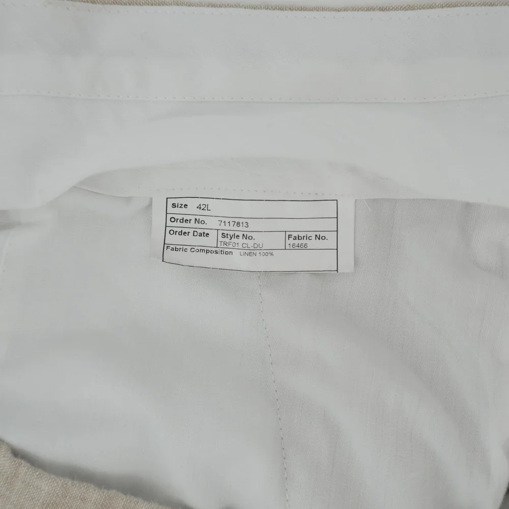 Jos A Bank Pants Mens 42L Beige 100% Linen 1905 Custom Made Flat Front Trousers
